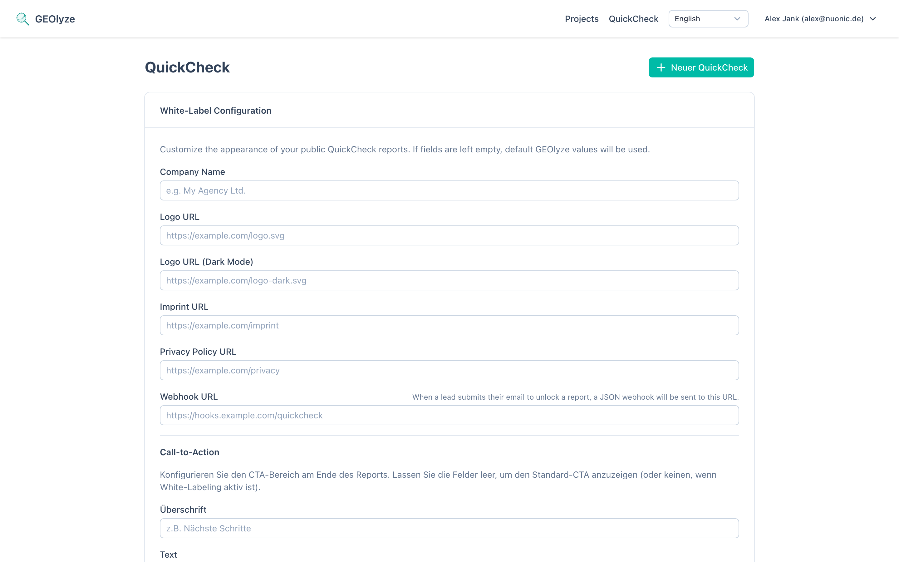 QuickCheck creation form with manual and AI mode tabs